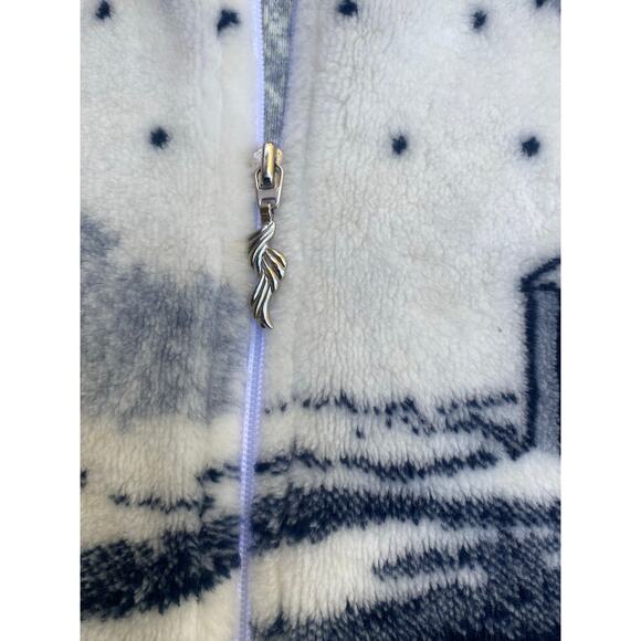 Art Unlimited Sportswear Fleece Jacket Winter Scene Snowflake Print Zip Up M - Picture 2 of 7